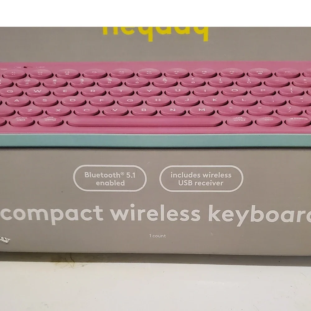 heyday Pink Compact Wireless Keyboard Bluetooth 5.1 USB Receiver‎